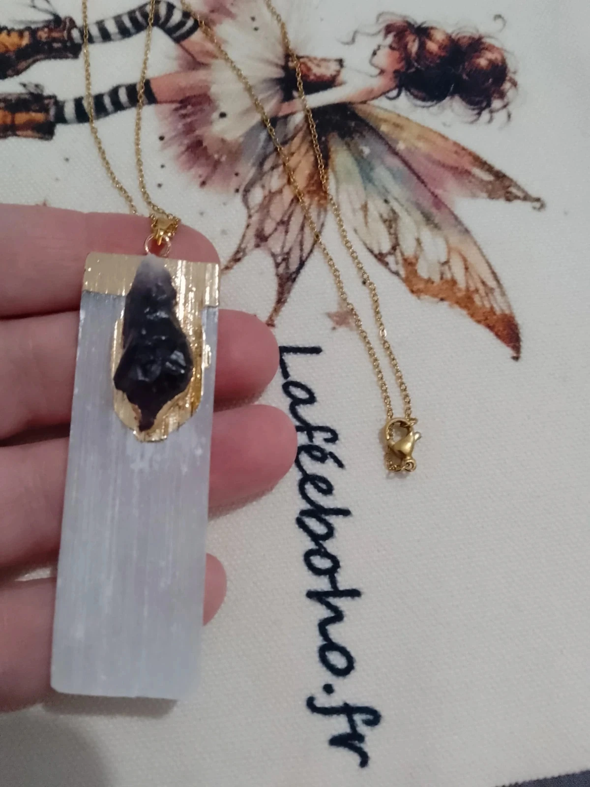 Collier sélénite et améthyste – photo 2